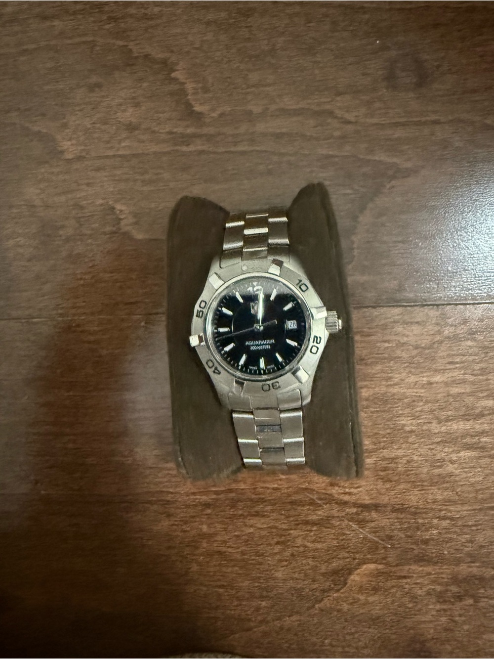 Tag Heuer Silver Stainless Steel Watch with Black Dial